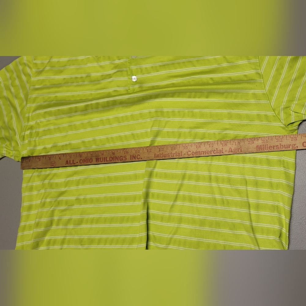 Tiger Woods Short Sleeve Golf Polo Lime Green Striped XL Cotton - Picture 5 of 10